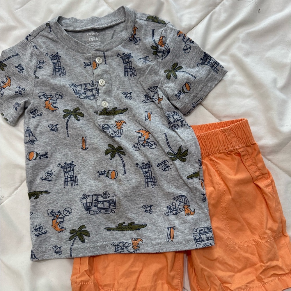Carter's Vibrant Orange Short Outfit
